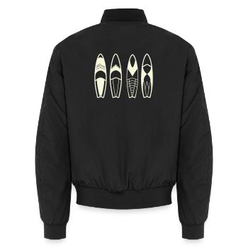 Minimalistische abstrakte Surfbretter - Unisex Bomberjacke - Schwarz - Hinten - AI Model Male 185 light (185cm)