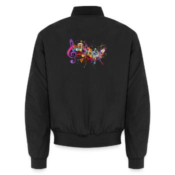 Magie des couleurs Mélodies Motenschlüssel Illustration - Bomber unisexe - noir - Dos - AI Model Male 185 light (185cm)