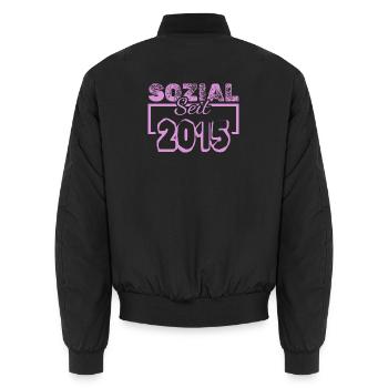 Social Pink since 2013 - Unisex Bomber Jacket - black - Back - AI Model Male 185 light (185cm)