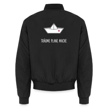 Dreams Plan Make Boat Heart - Unisex Bomber Jacket - black - Back - AI Model Male 185 light (185cm)