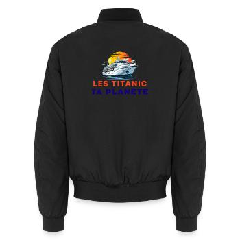 Les_titanic_ta_plante - Bomber unisexe - noir - Dos - AI Model Male 185 light (185cm)