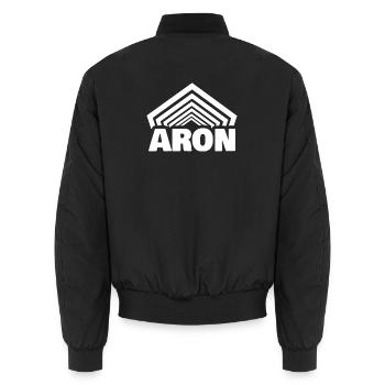 Vorname Aron - Unisex Bomberjacke - Schwarz - Hinten - AI Model Male 185 light (185cm)