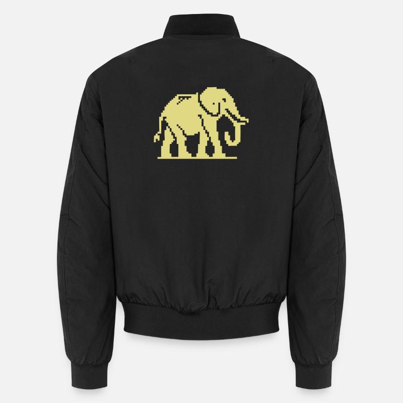 Pixel Elephant Jaune Rétro - Bomber unisexe - noir