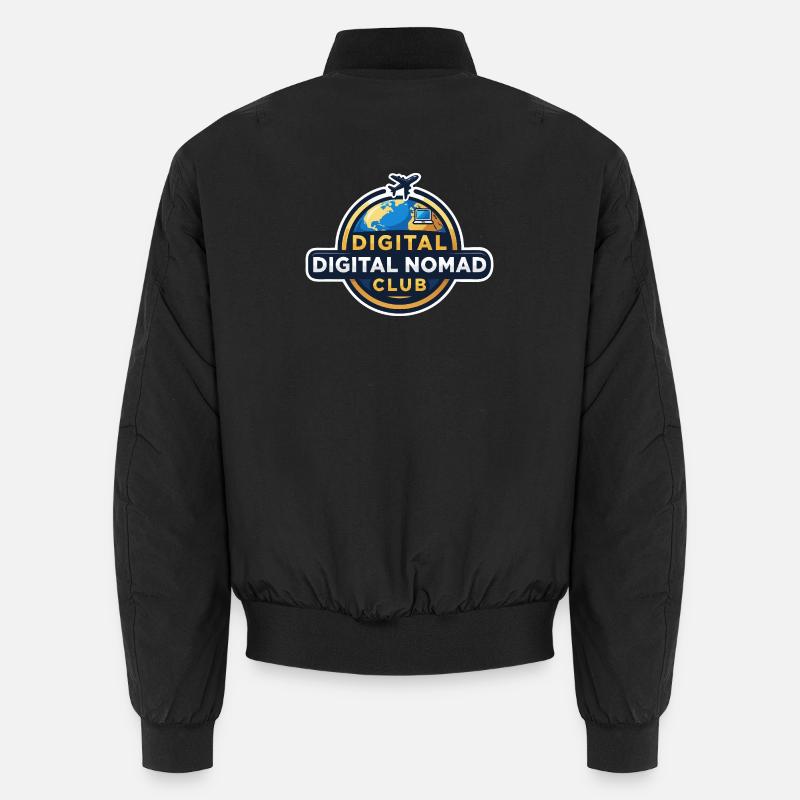 Digital Nomads Club Emblem Working Under Palm Trees Unisex Bomber Jacket