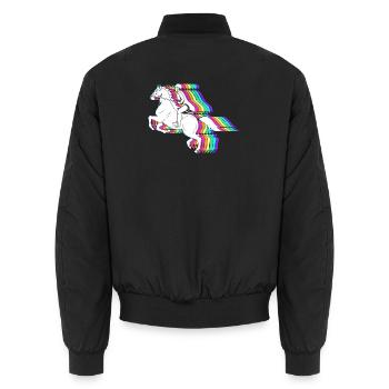 Horse racing - Unisex Bomber Jacket - black - Back - AI Model Male 185 light (185cm)
