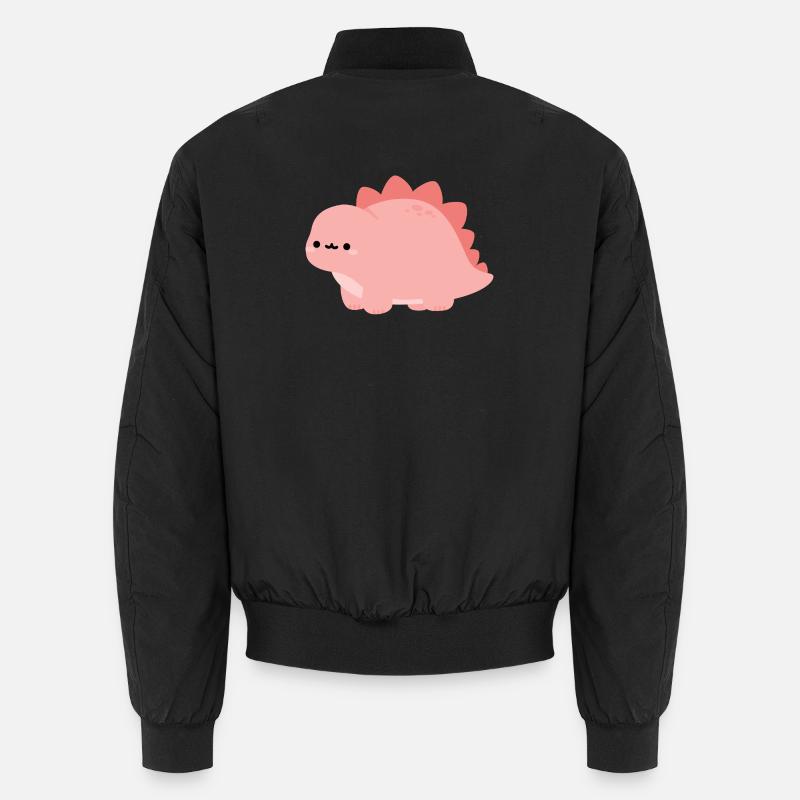 Cute Pink Stegosaurus Dino - Unisex Bomber Jacket - black