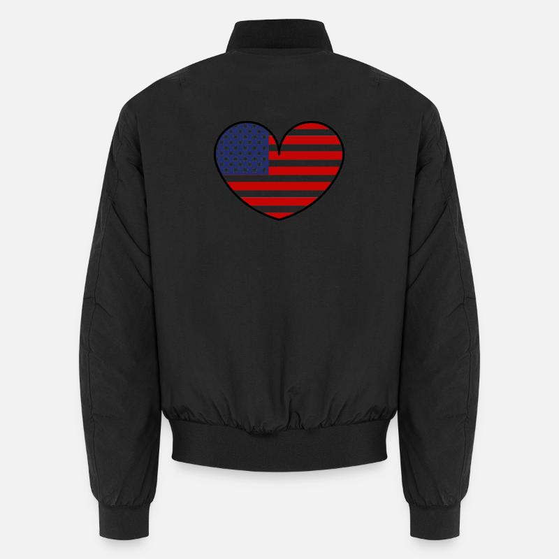 Cœur du drapeau américain - Bomber unisexe - noir