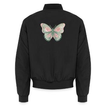 Butterfly - Unisex Bomber Jacket - black - Back - AI Model Male 185 light (185cm)
