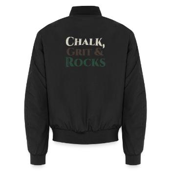 Chalk Grit & Rocks Motif - Unisex Bomber Jacket - black - Back - AI Model Male 185 light (185cm)