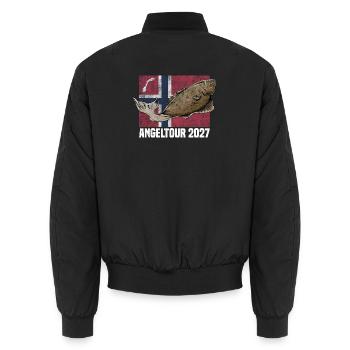 Norwegen Angeltour 2027 - Unisex Bomberjacke - Schwarz - Hinten - AI Model Male 185 light (185cm)