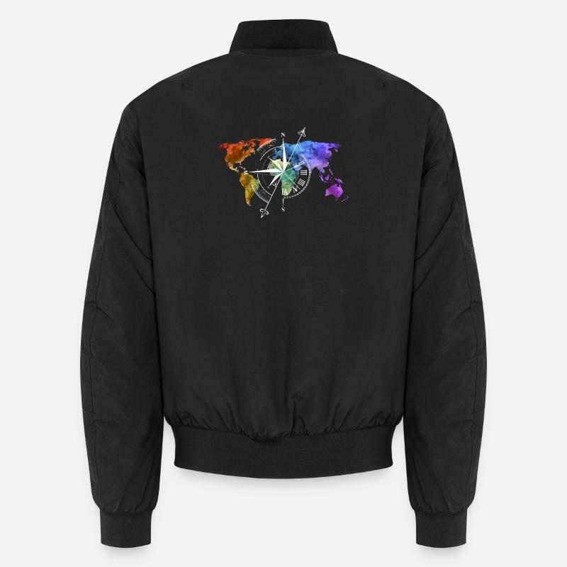 Weltkarte Kompass white - Unisex Bomberjacke - Schwarz