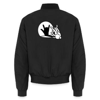 Rabbit shadow hand ROCK music HARD ROCK fan - Unisex Bomber Jacket - black - Back - AI Model Male 185 light (185cm)
