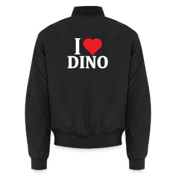 t-shirt J’adore Dino t-shirt idée cadeau - Bomber unisexe - noir - Dos - AI Model Male 185 light (185cm)