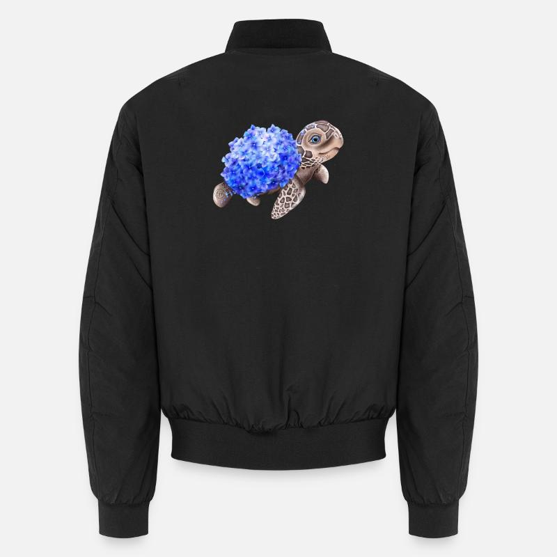 Schildkröte mit Hydrangea Hortensien Unisex Bomberjacke