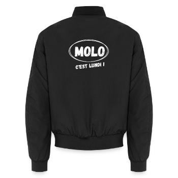 travail, travail humour, pas du matin - Bomber unisexe - noir - Dos - AI Model Male 185 light (185cm)