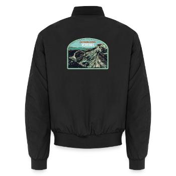 Original illustration Vercors Regional Park - Unisex Bomber Jacket - black - Back - AI Model Male 185 light (185cm)