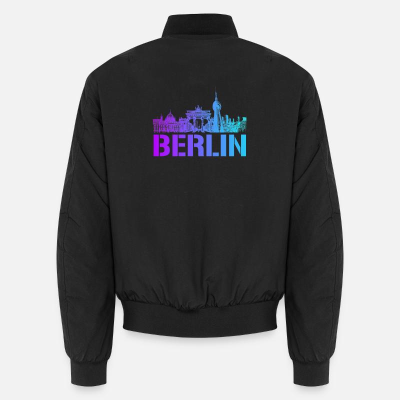 Berlin skyline with Berlin landmark - Unisex Bomber Jacket - black