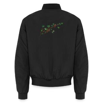 beautiful larch cones on a larch branch - Unisex Bomber Jacket - black - Back - AI Model Male 185 light (185cm)