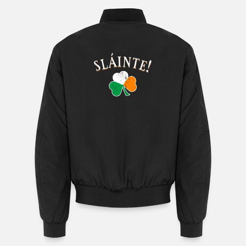 Slainte Irland Trinkspruch Kleeblatt Patricks Day Unisex Bomberjacke