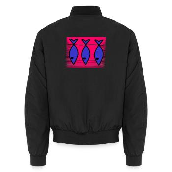 FISCH. SARDINE. Aprilscherze. MEER. OZEAN - Unisex Bomberjacke - Schwarz - Hinten - AI Model Male 185 light (185cm)