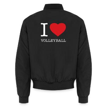 I LOVE VOLLEYBALL - Unisex Bomberjacke - Schwarz - Hinten - AI Model Male 185 light (185cm)
