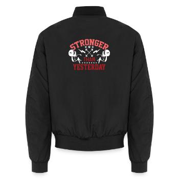 Stärker als gestern - Unisex Bomberjacke - Schwarz - Hinten - AI Model Male 185 light (185cm)