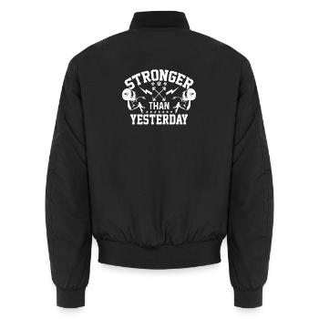 Stärker als gestern - Unisex Bomberjacke - Schwarz - Hinten - AI Model Male 185 light (185cm)