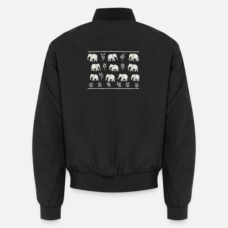 Éléphants et feuillages noir et blanc répétitif Bomber unisexe
