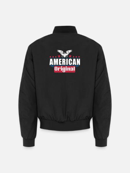 Patriotischer Adler Amerikanische Flagge Design - Unisex Bomberjacke - Schwarz