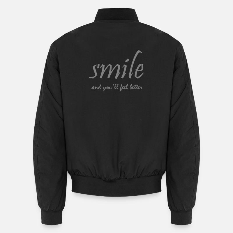 smile and youll feel better, lettering grey Unisex Bomber Jacket