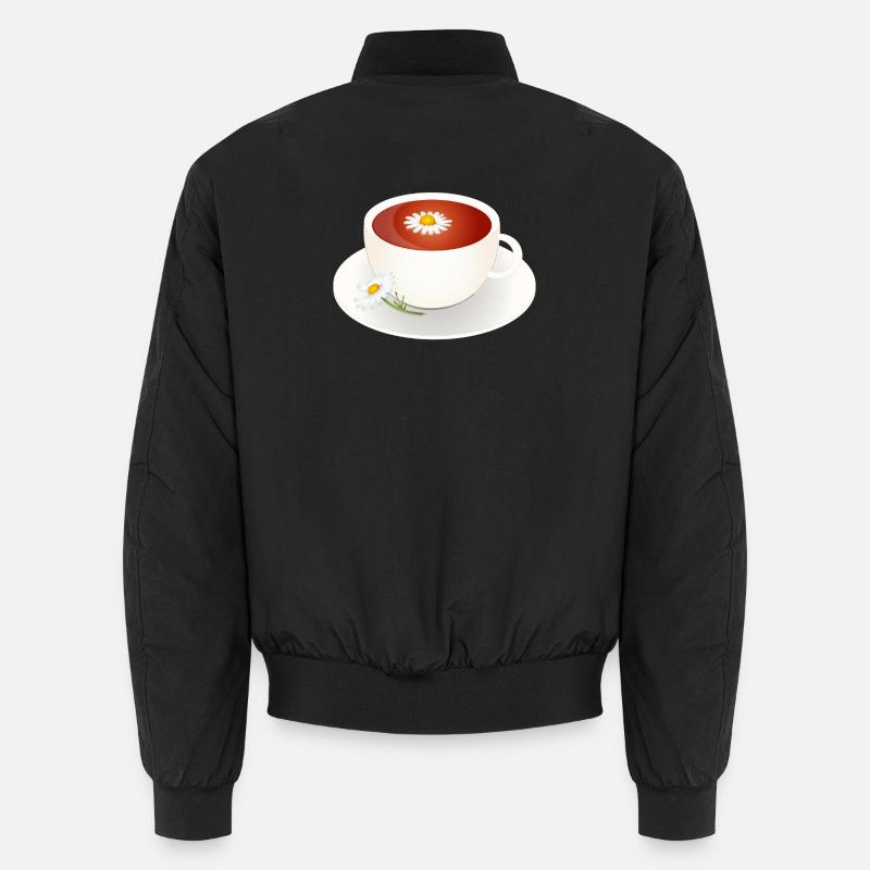 Chamomile tea motif with flower in elegant cup Unisex Bomber Jacket