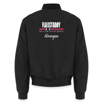 FLAKSTADØY - Unisex Bomberjacke - Schwarz - Hinten - AI Model Male 185 light (185cm)
