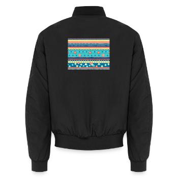Farbenfroher Boho Wintermuster - Unisex Bomberjacke - Schwarz - Hinten - AI Model Male 185 light (185cm)
