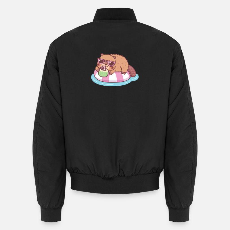 Cute Beaver Chilling On Pool Float With Coconut Bomber unisexe
