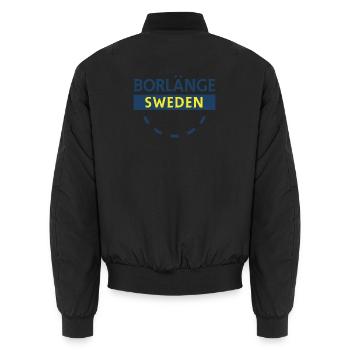 Wappen der Stadt Borlänge in Blau und Gelb - Unisex Bomberjacke - Schwarz - Hinten - AI Model Male 185 light (185cm)