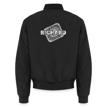 RICHARD Strahlenlogo Druck - Unisex Bomberjacke - Schwarz - Hinten - AI Model Male 185 light (185cm)
