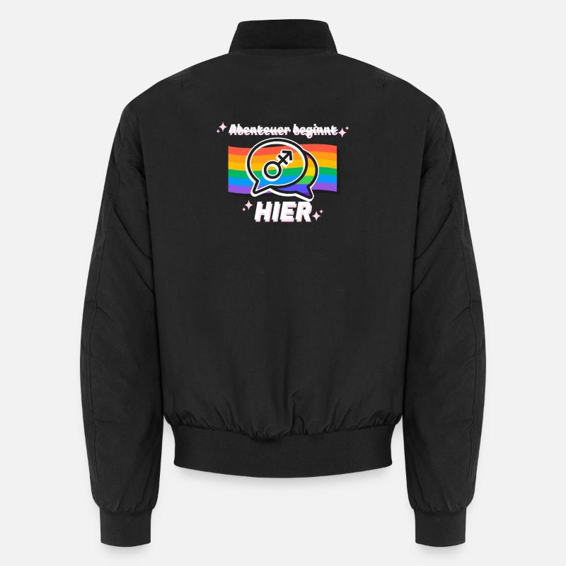 Adventure Starts Here Pride Symbol - Unisex Bomber Jacket - black