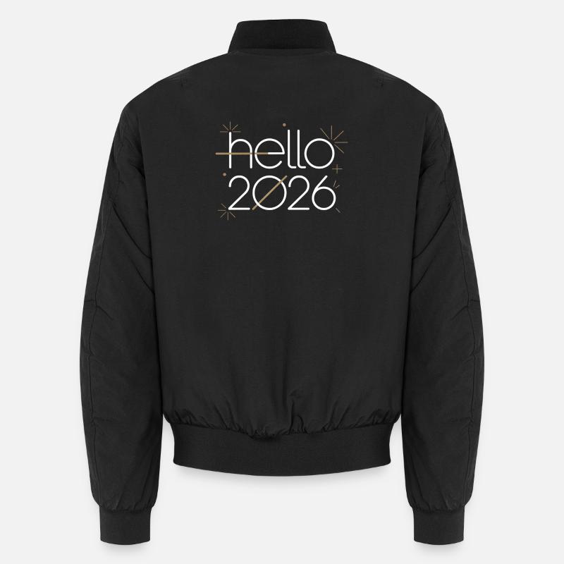 Hello 2026 Line Art Neon - Unisex Bomber Jacket - black