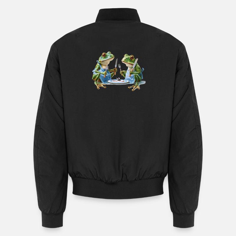 Two frog cooks at dinner Unisex Bomber Jacket