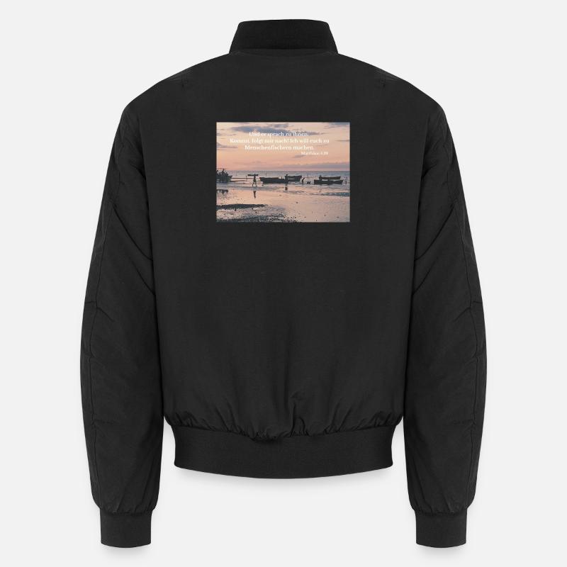 Berufung am Strand: Menschenfischer - Unisex Bomberjacke - Schwarz