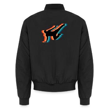 Parkour Heartbeat Pulse Retro Freerunning - Unisex Bomber Jacket - black - Back - AI Model Male 185 light (185cm)