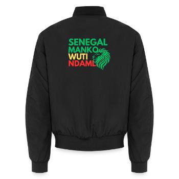 Sénégal Manko Wuti Ndaml | Sénégalais Teranga - Bomber unisexe - noir - Dos - AI Model Male 185 light (185cm)