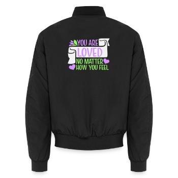 You Are Loved No Matter How You Feel Mitgefühl - Unisex Bomberjacke - Schwarz - Hinten - AI Model Male 185 light (185cm)