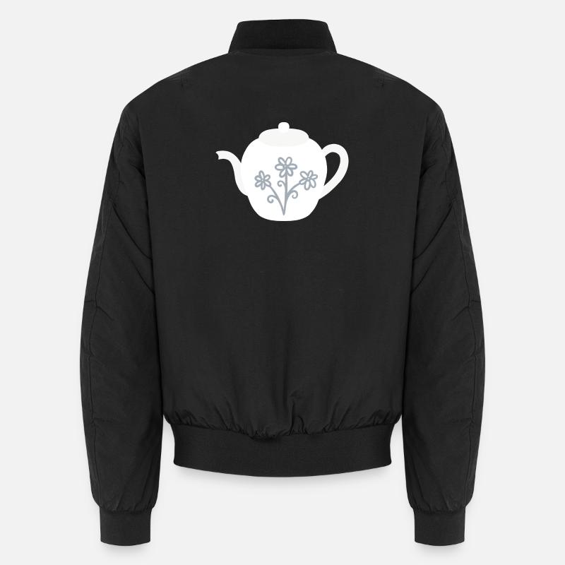 Floral Teapot Bloom - Unisex Bomber Jacket - black