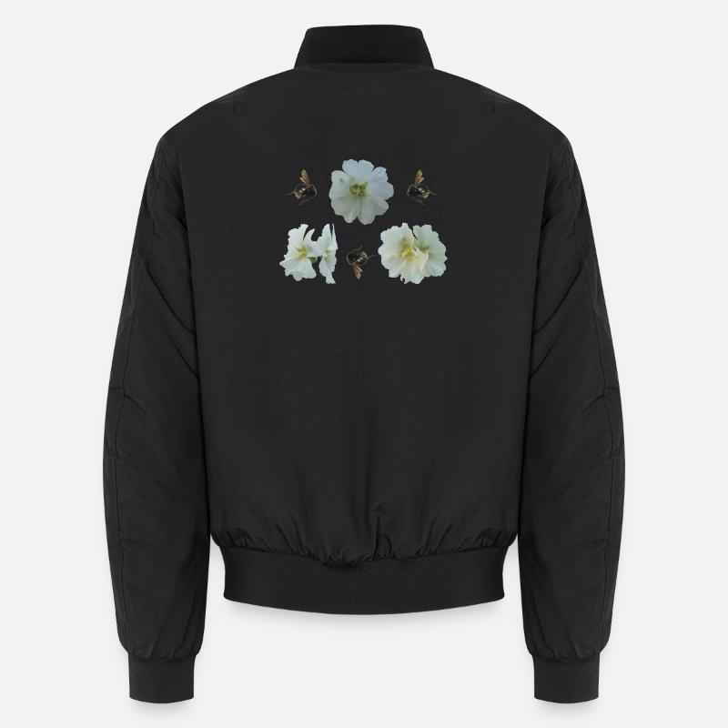 Hollyhocks with bumblebees Unisex Bomber Jacket