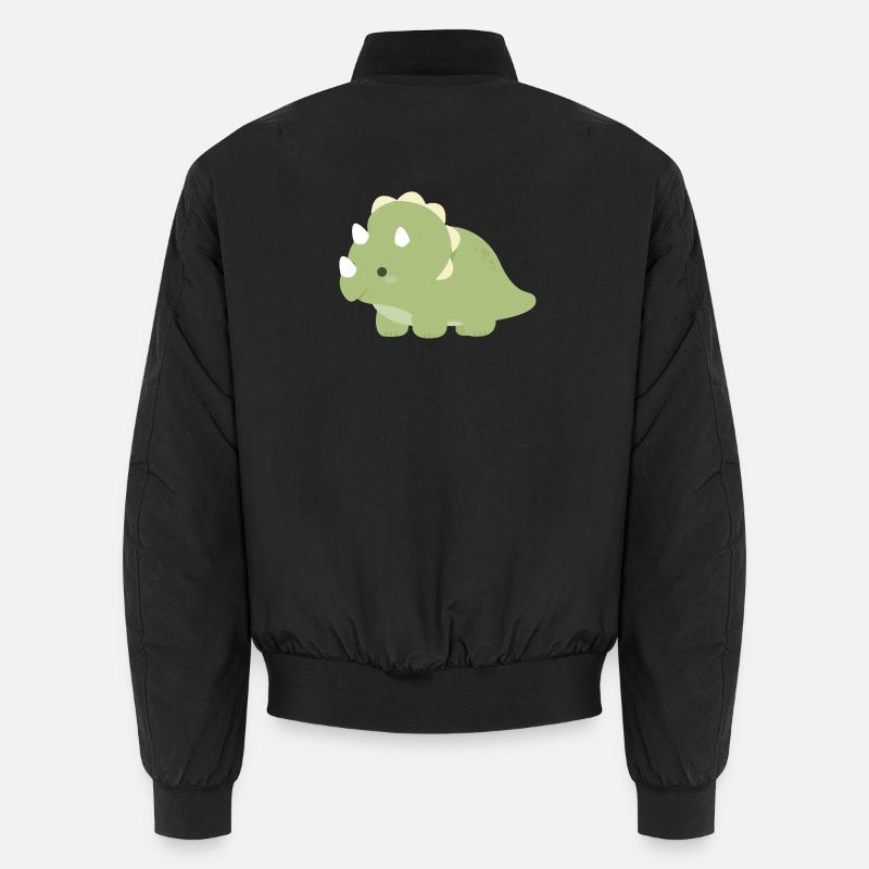 Emerald Triceratops Charm - Unisex Bomber Jacket - black