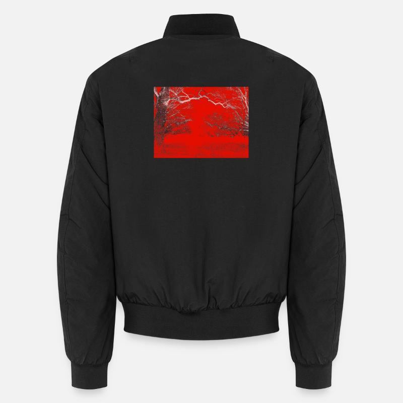 Red Forest Edge Contrast - Unisex Bomber Jacket - black