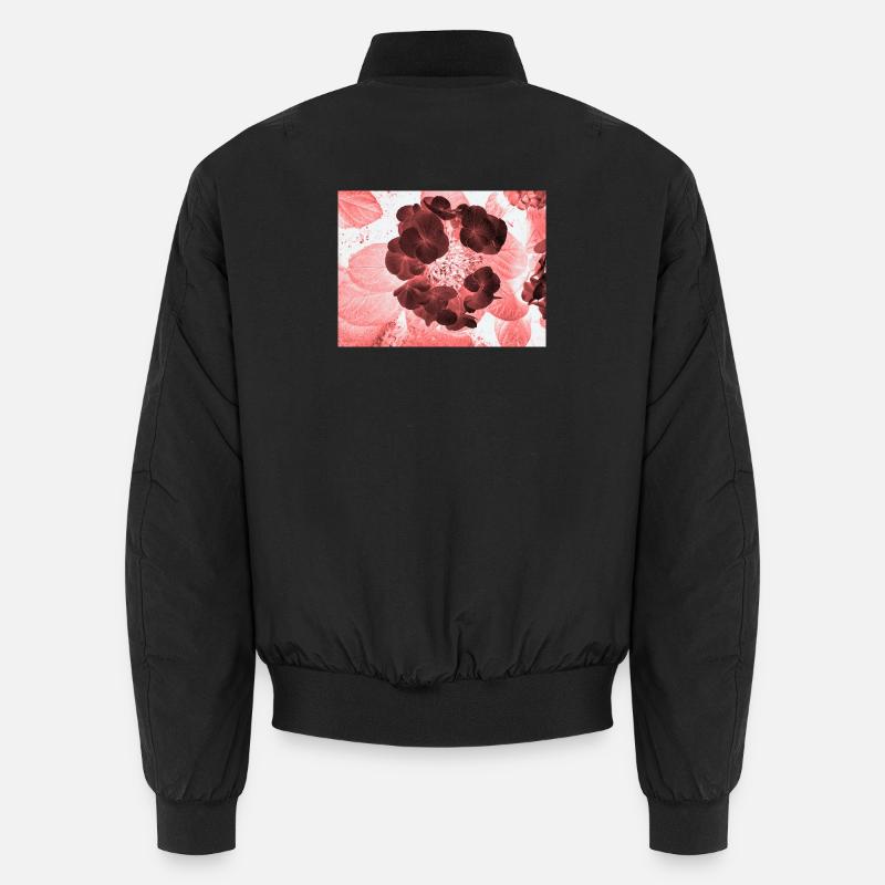 Rote Hydrangea Florales Muster - Unisex Bomberjacke - Schwarz