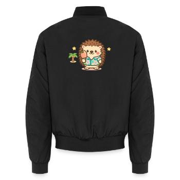 Kawaii Igel im Hawaii-Hemd - Unisex Bomberjacke - Schwarz - Hinten - AI Model Male 185 light (185cm)