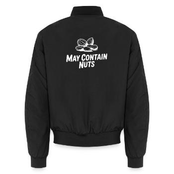 Kann Nüsse enthalten - Unisex Bomberjacke - Schwarz - Hinten - AI Model Male 185 light (185cm)